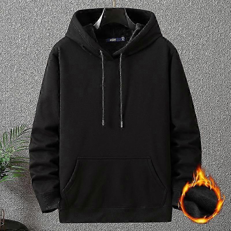Felpe con cappuccio in tinta unita Uomo 12XL 10XL Plus Size Felpe con cappuccio Autunno Inverno Felpa con cappuccio in pile spesso Maschio Big Size 12XL Pullover con cappuccio Nero