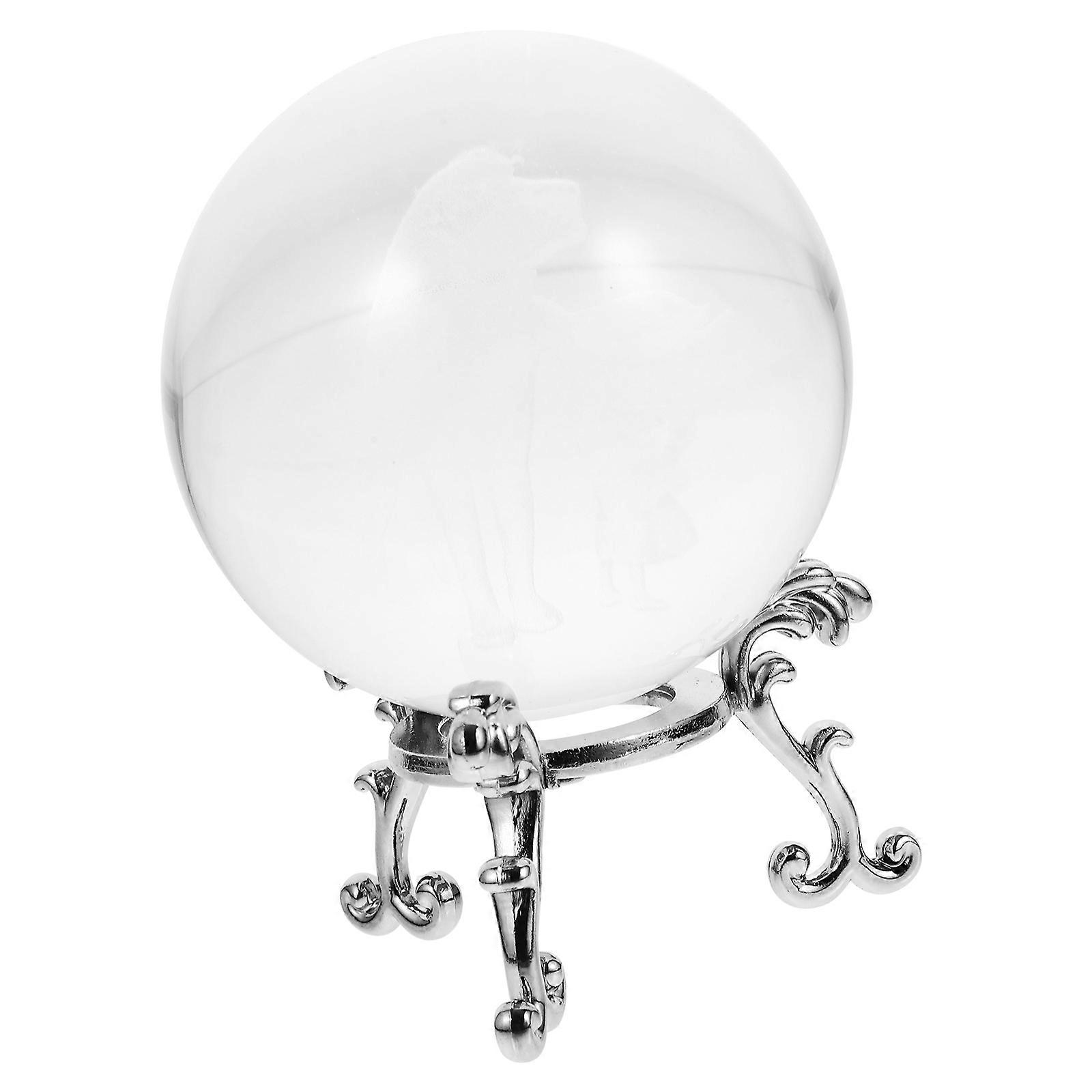 Delicate Crystal Ball Ornament Rock Crystal Quartz And Iron Material For Home Tabletop Clear Ball 1Set