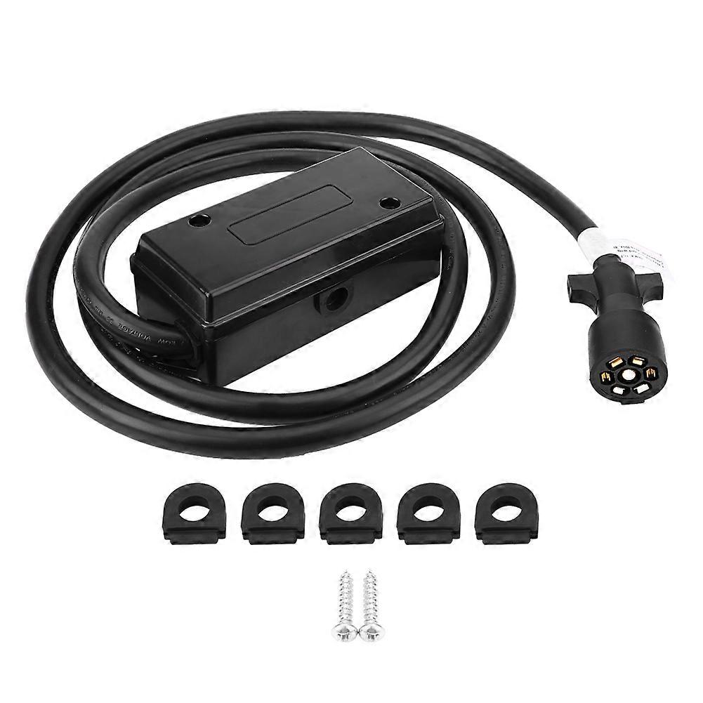 Heavy Duty 7 Way Plug Inline Trailer Cord with 7 Gang Junction Box w/ 8 Foot Cable for RV