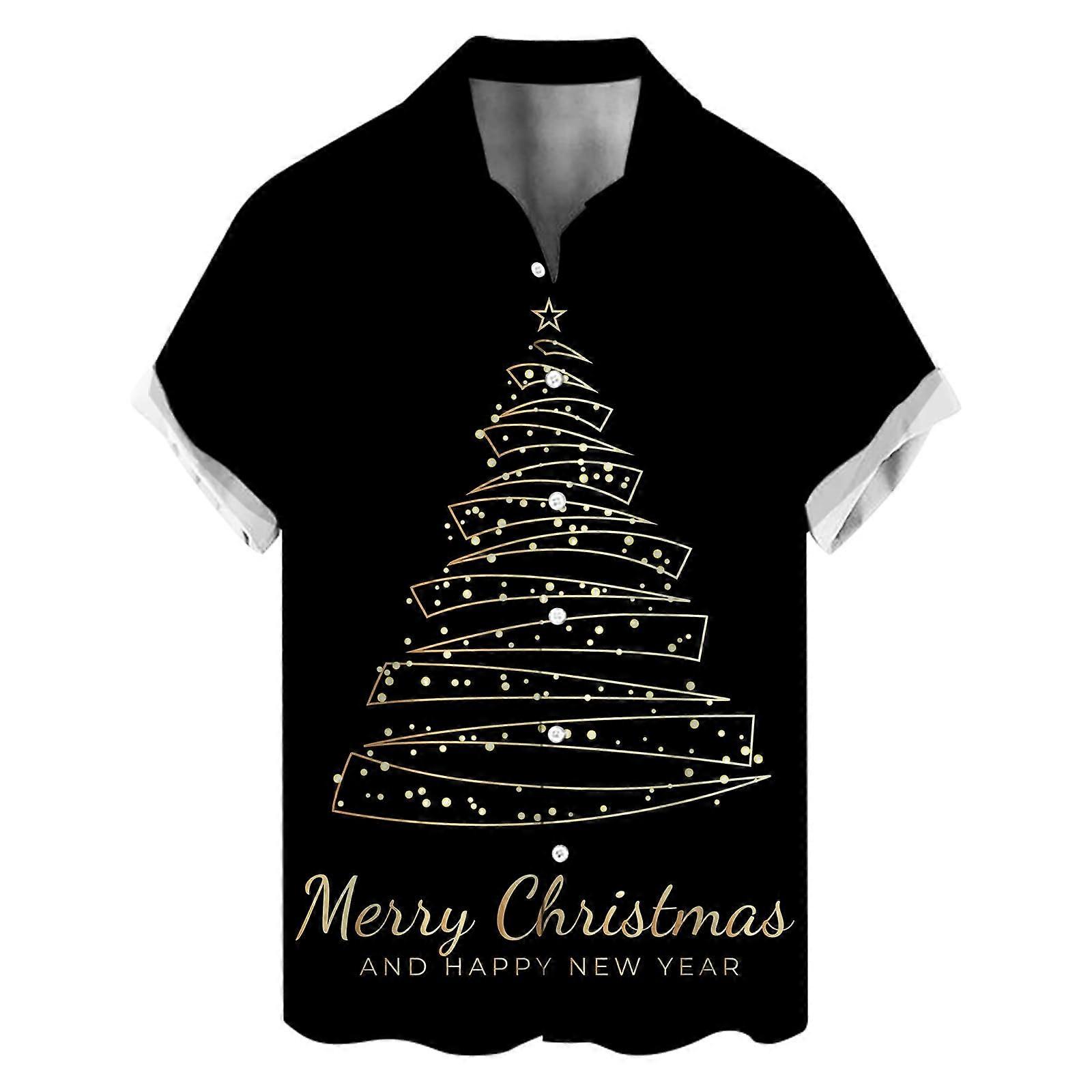 Christmas Shirt Herren Slim Fit 3D Print Xmas Hemd Winterhemden Lustige Designs für Männer in verschiedenen Größen und Farben