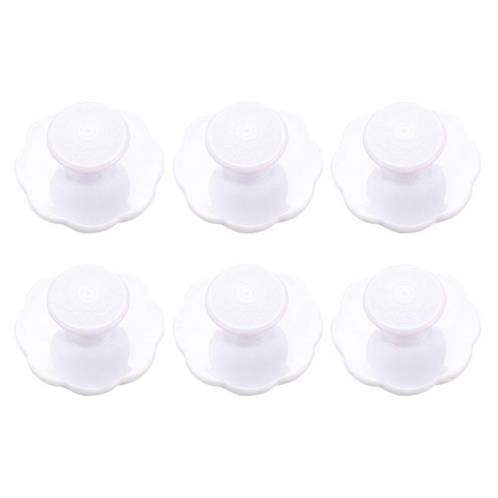 White ABS Cabinet Door Knobs for Home Use Modern and Durable 6 Pieces