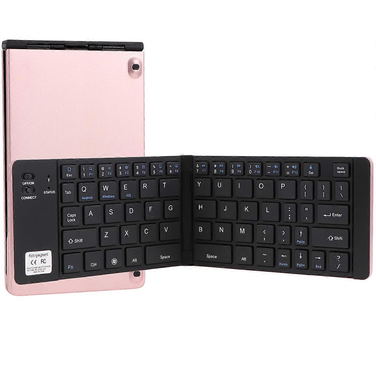 Slim Wireless Keyboard Foldable Design For Tech Users Mobile Device Owners Rose Gold 1Set