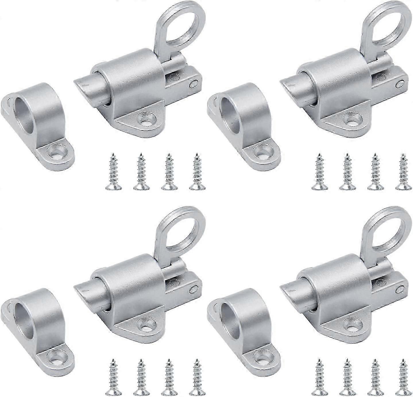 4 Pieces Automatic Spring Door Latch Aluminum Door Lock Small Automatic Spring Latch with Screws