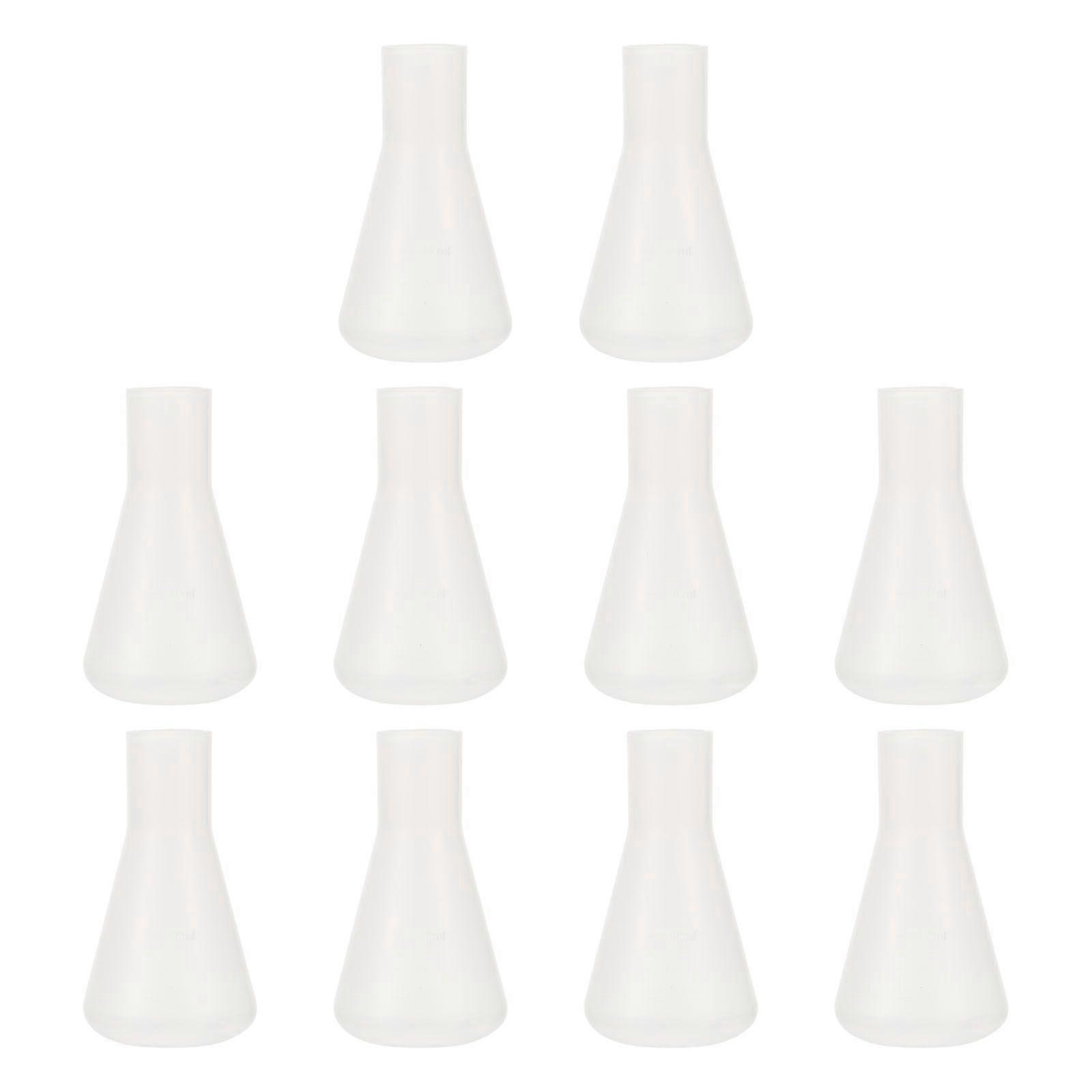 10pcs πλαστικό erlenmeyer εργαστηριακό πειραματικό κωνικό φλασκί κλίμακας φλασκών