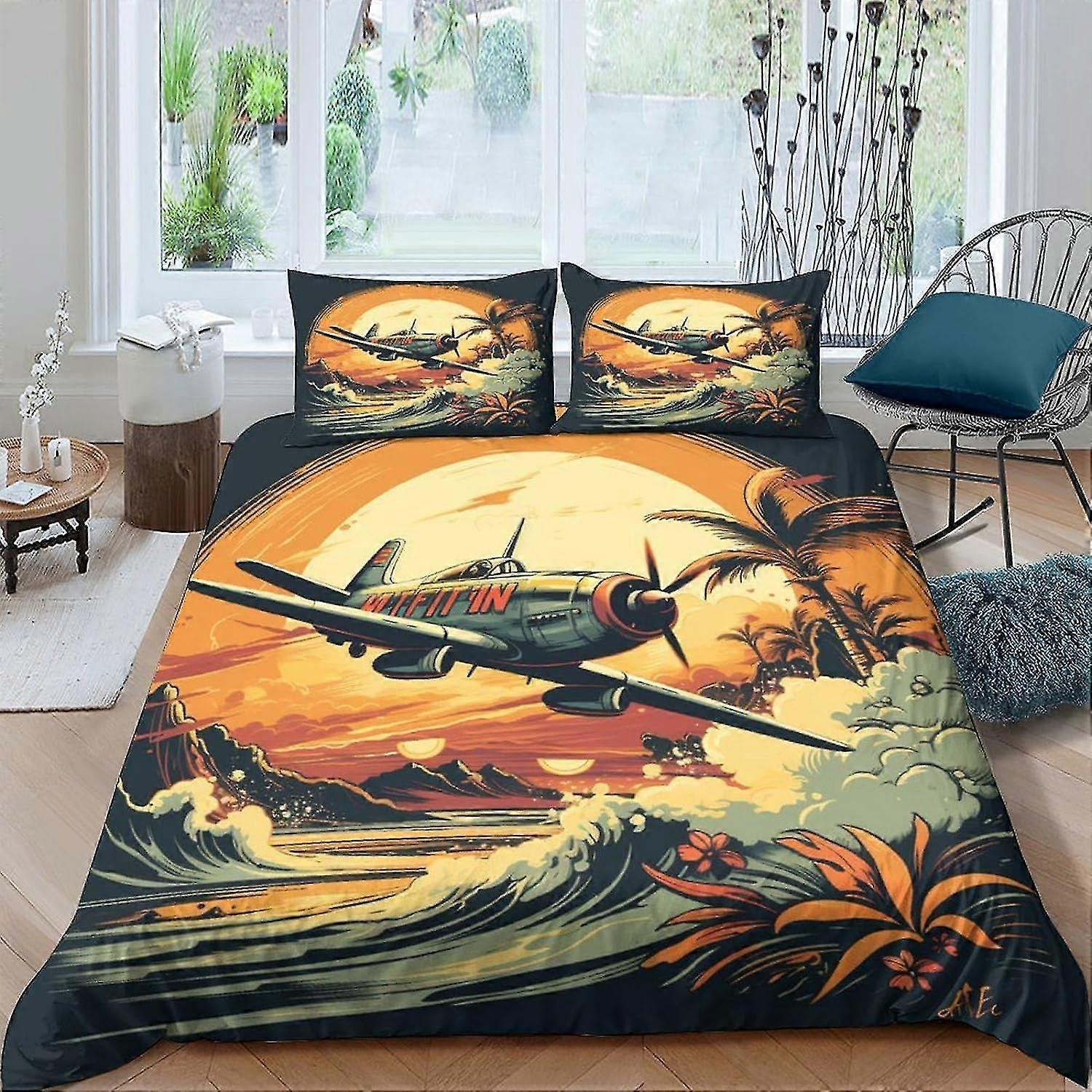 Conjunto de capa de edredão de cama macia 3D de 3 peças com fecho de zíper, roupa de cama de microfibra para tamanho duplo