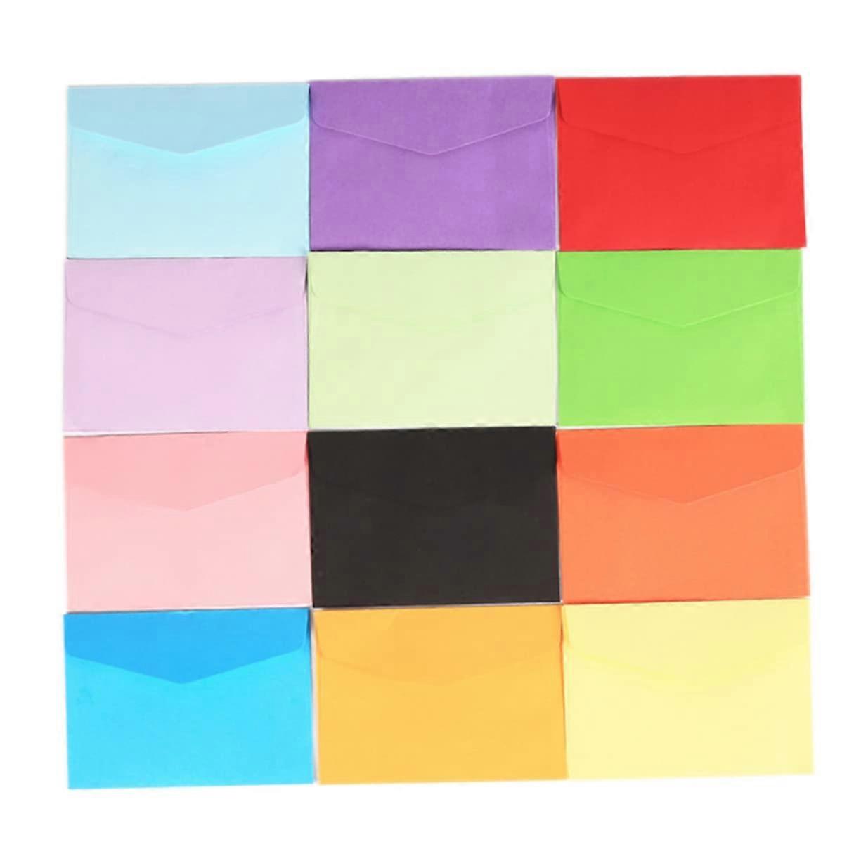 Pack of 100 Assorted Colourful Envelopes for Money and Business Cards, Miniature Size, Durable Paper, Multi-Colored