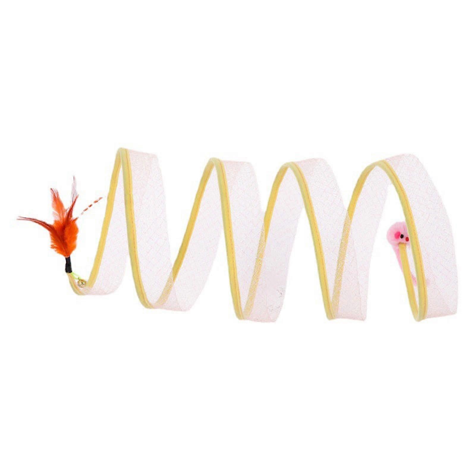 Folded cat tunnel toy, interactive, fun, collapsible Stype cat tunnel with springs for pets, cats, and kittens, for indoor and outdoor use (Mouse).