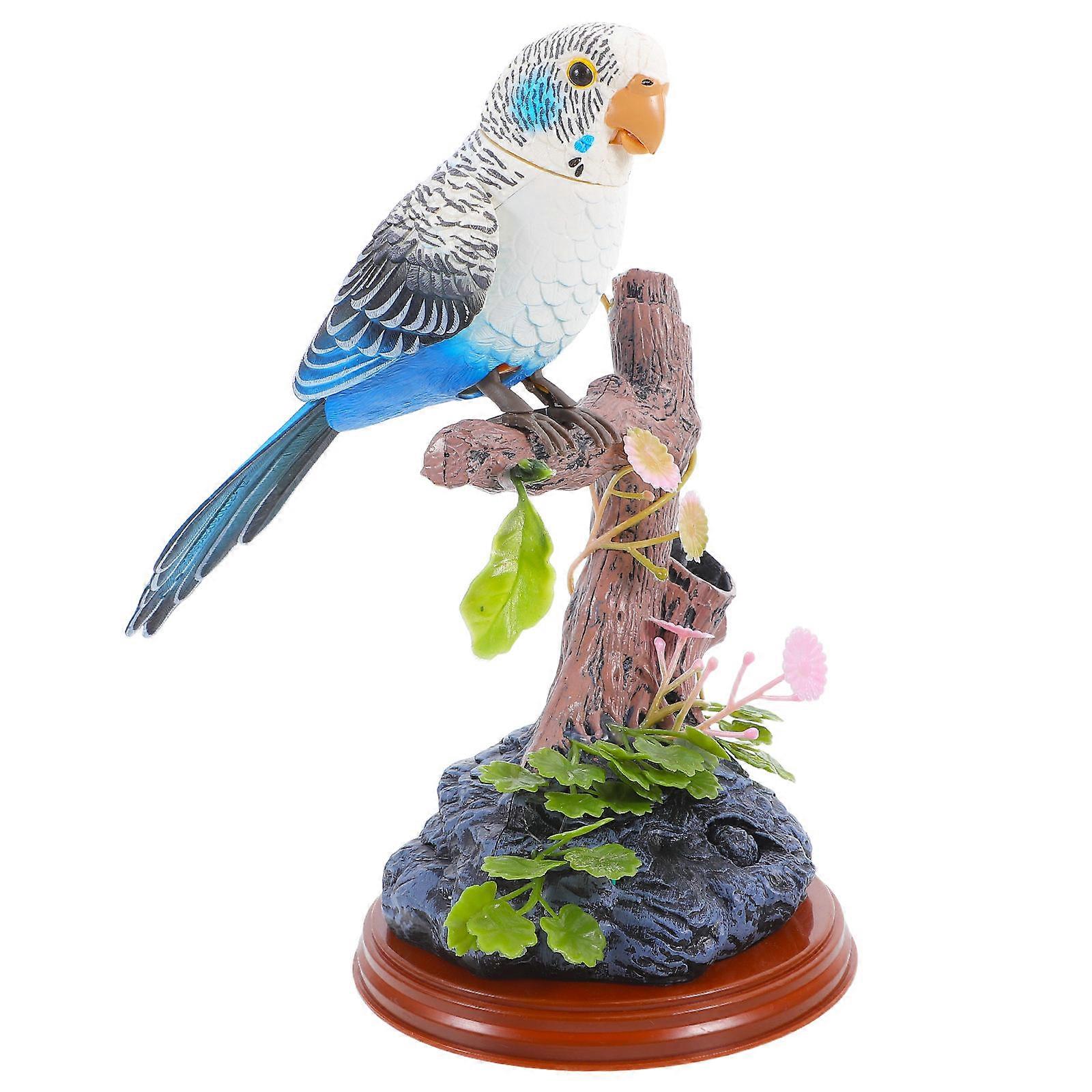 Blue ABS Simulation Parrot Toy for Decor Record and Repeat Kids Educational Plaything 6.5 inches