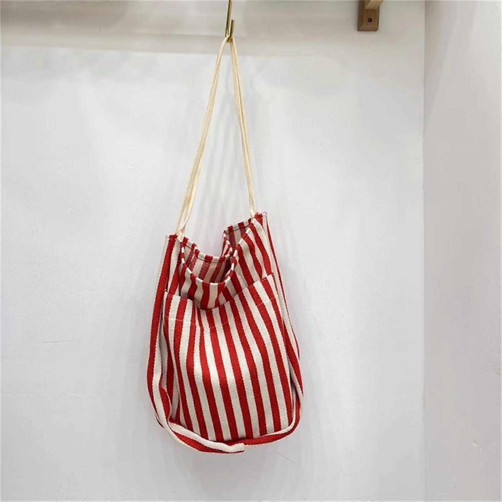 Canvas Handbag for Women Korean Version of Lazy Wind Literary Small Simple Canvas Bag (Red) 35x37x14cm Red