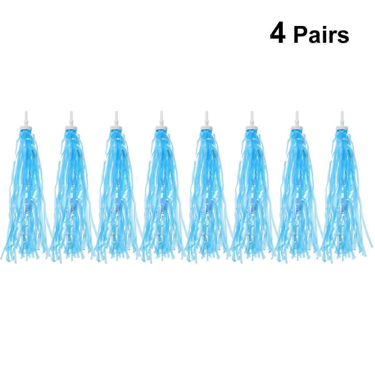 Blue PVC Bike Handlebar Streamers with Gorgeous Gloss for Kids Decor 4 Pairs