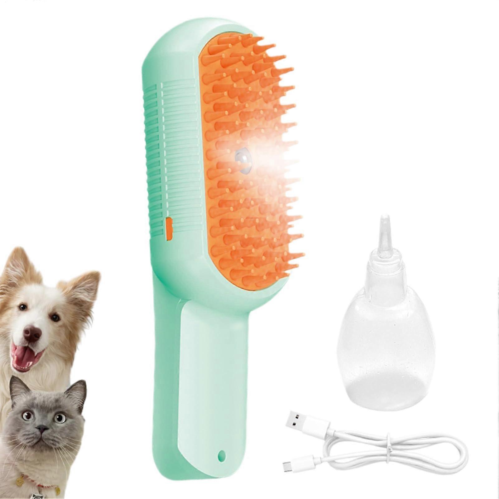 Dog Steam Brush, Cat Steam Comb for Pet Grooming, Multi-Functional Spray Comb for Small to Large Dogs, Green