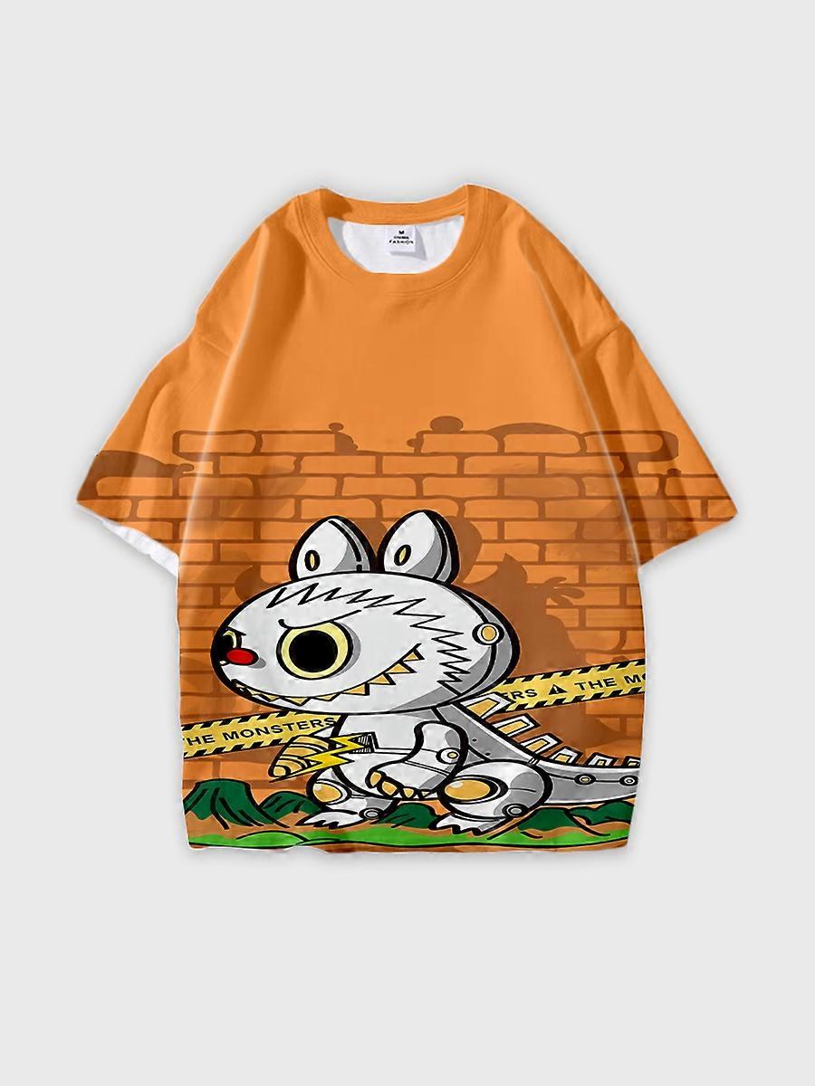 T-shirt round neck Pattern loose short sleeve K7102