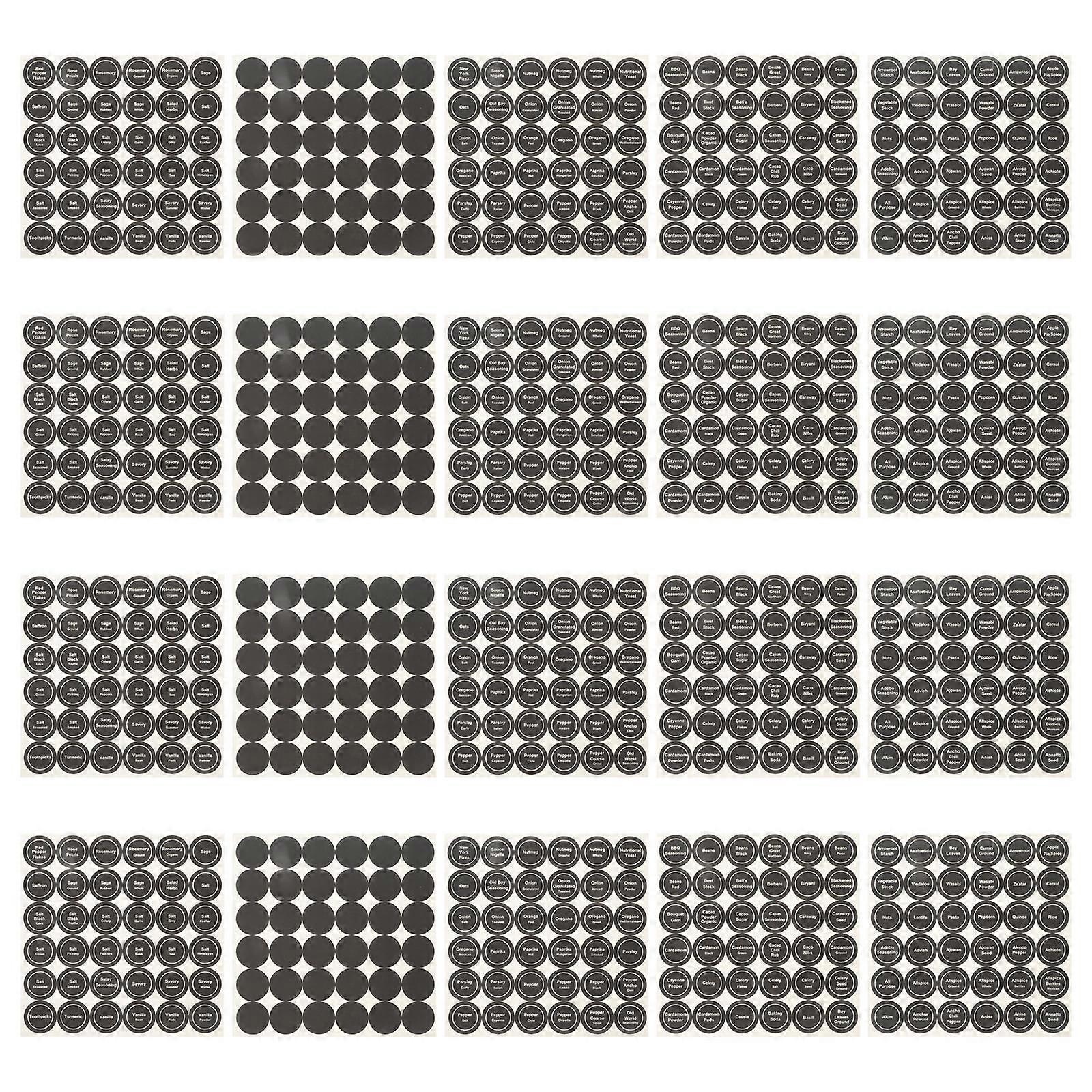 Adhesive Labels For Spice Jars In Black Color For Household Users 23.5x23.5cm Size 20Set