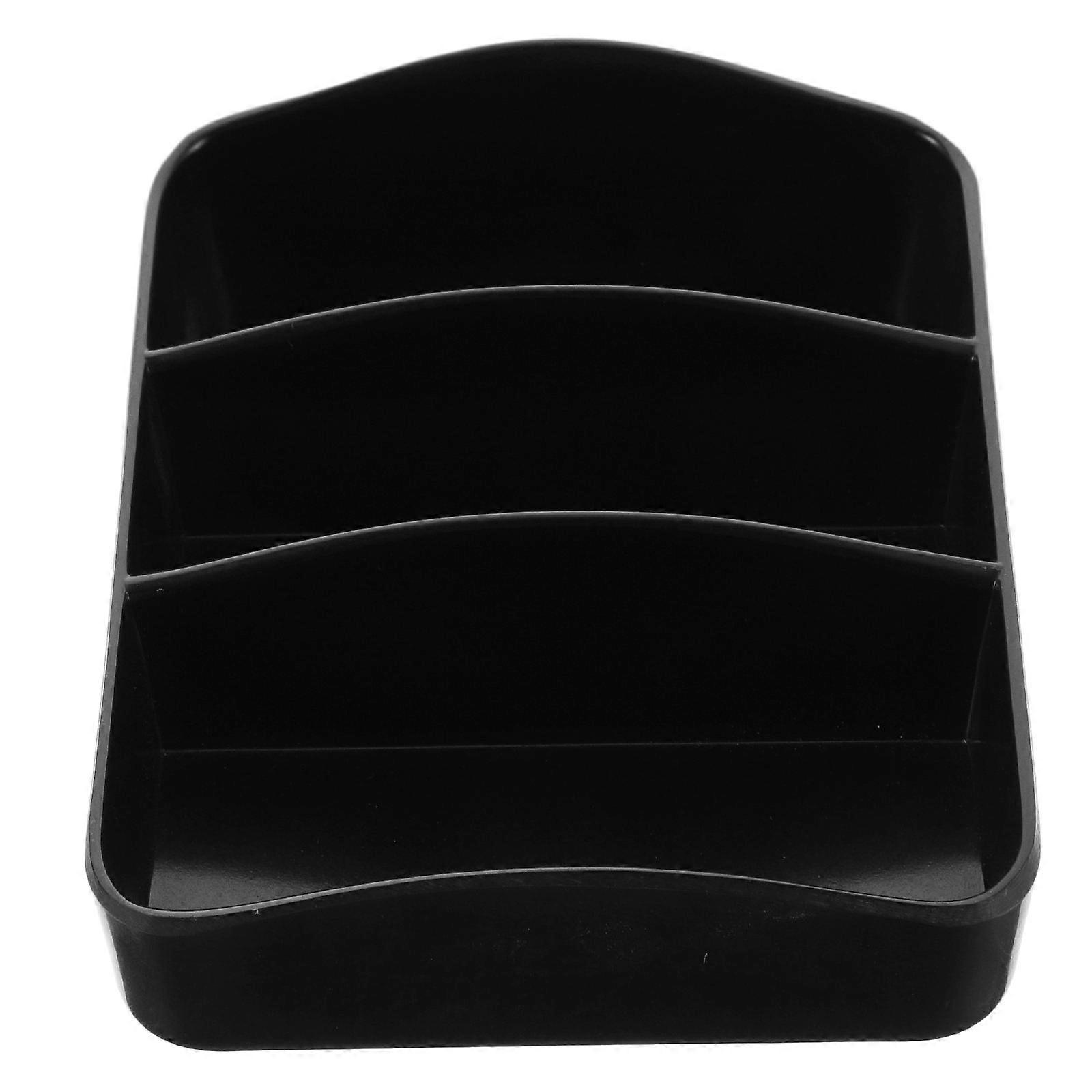 Coffee Bar Organizer for Countertop Black Plastic Storage Box with Multi Grid Design 7x5 Inches