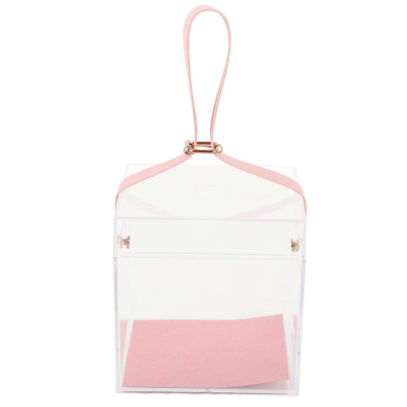 Clear Candy Boxes with Strap Handle for Decor Multi Color Acrylic Plastic Small Gift Boxes Bulk 3.5 x 2.5 x 1.5 inches