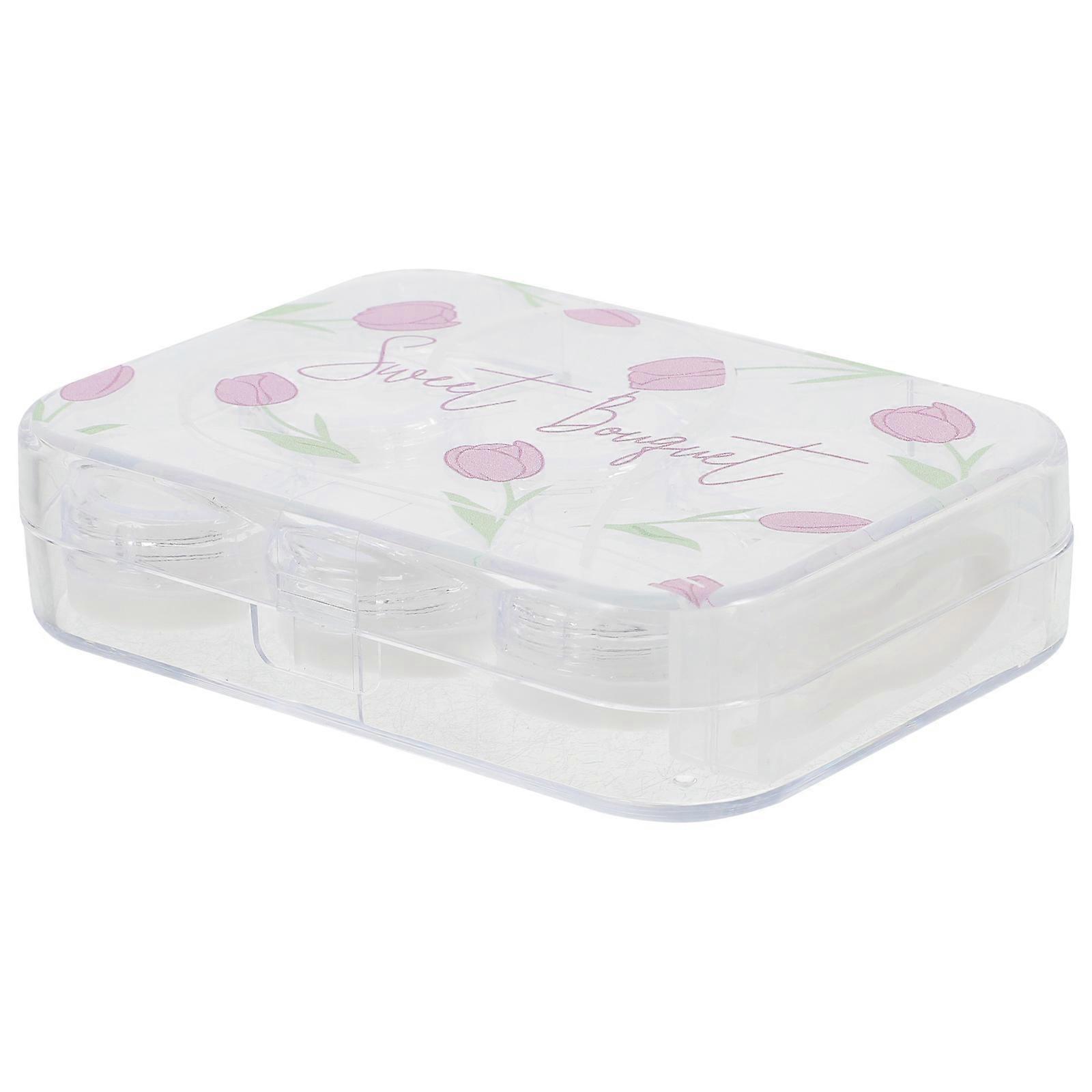 Portable Travel Eyeglasses Cases Small Lens Box Cute Contact Case for Women Outdoor Use 1Set