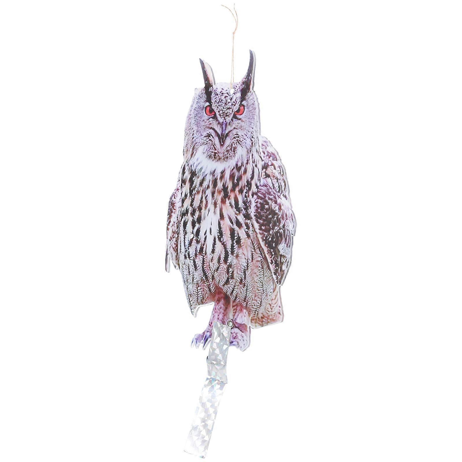Reflective Hanging Owl Bird Deterrent Scarecrow Decoration for Garden, Patio, Backyard – Keeps Birds Away from Trees, Windows, Cars