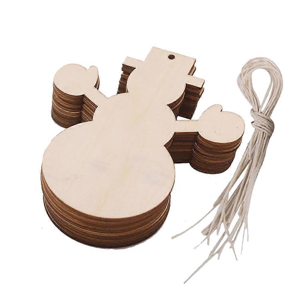 クリスマス雪だるまの形木製ペンダントホームデコレーション10PCS