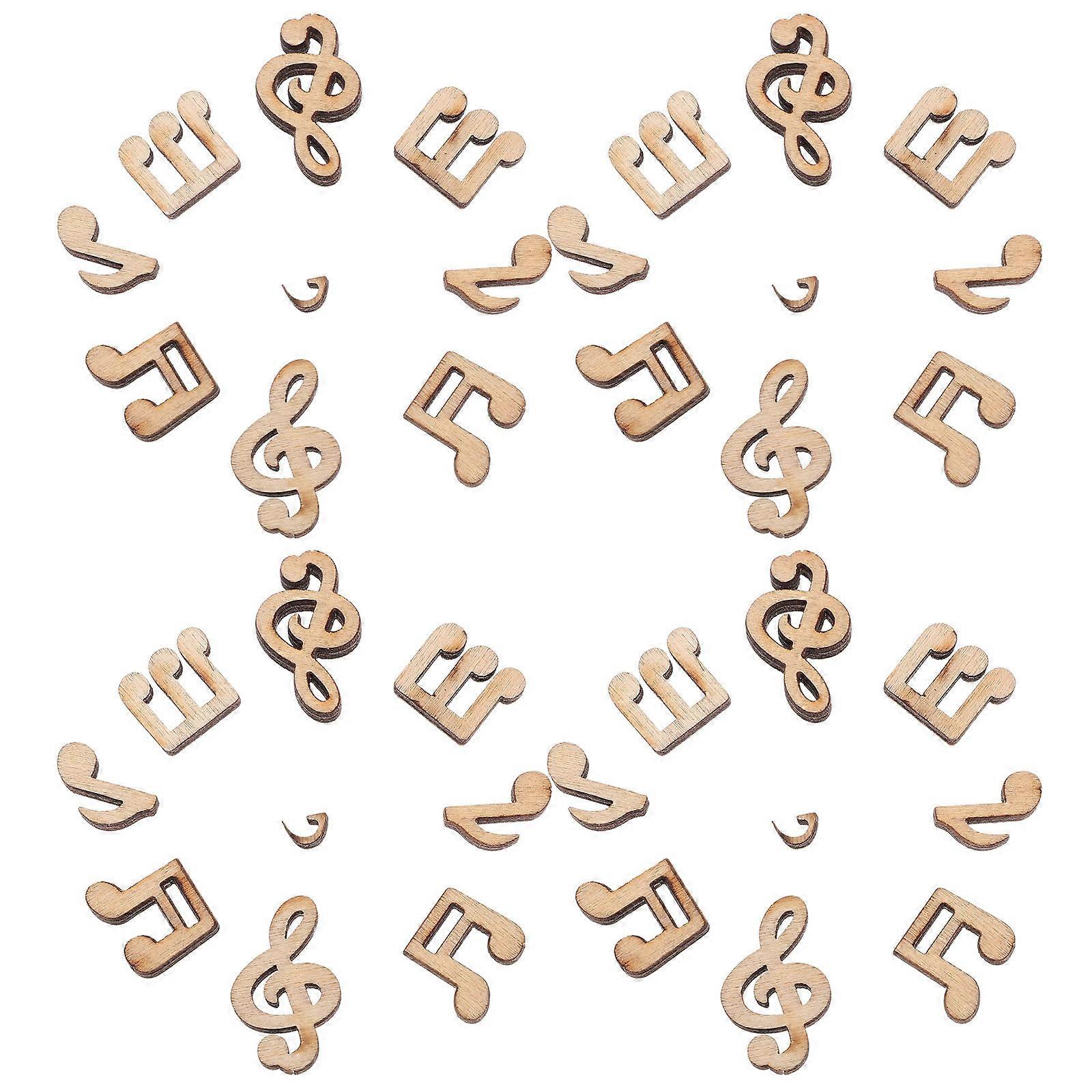 Music Note Wood Slices 100Pcs Unfinished Decorative Items DIY Art Projects 1.50X1.00X0.40CM Brown
