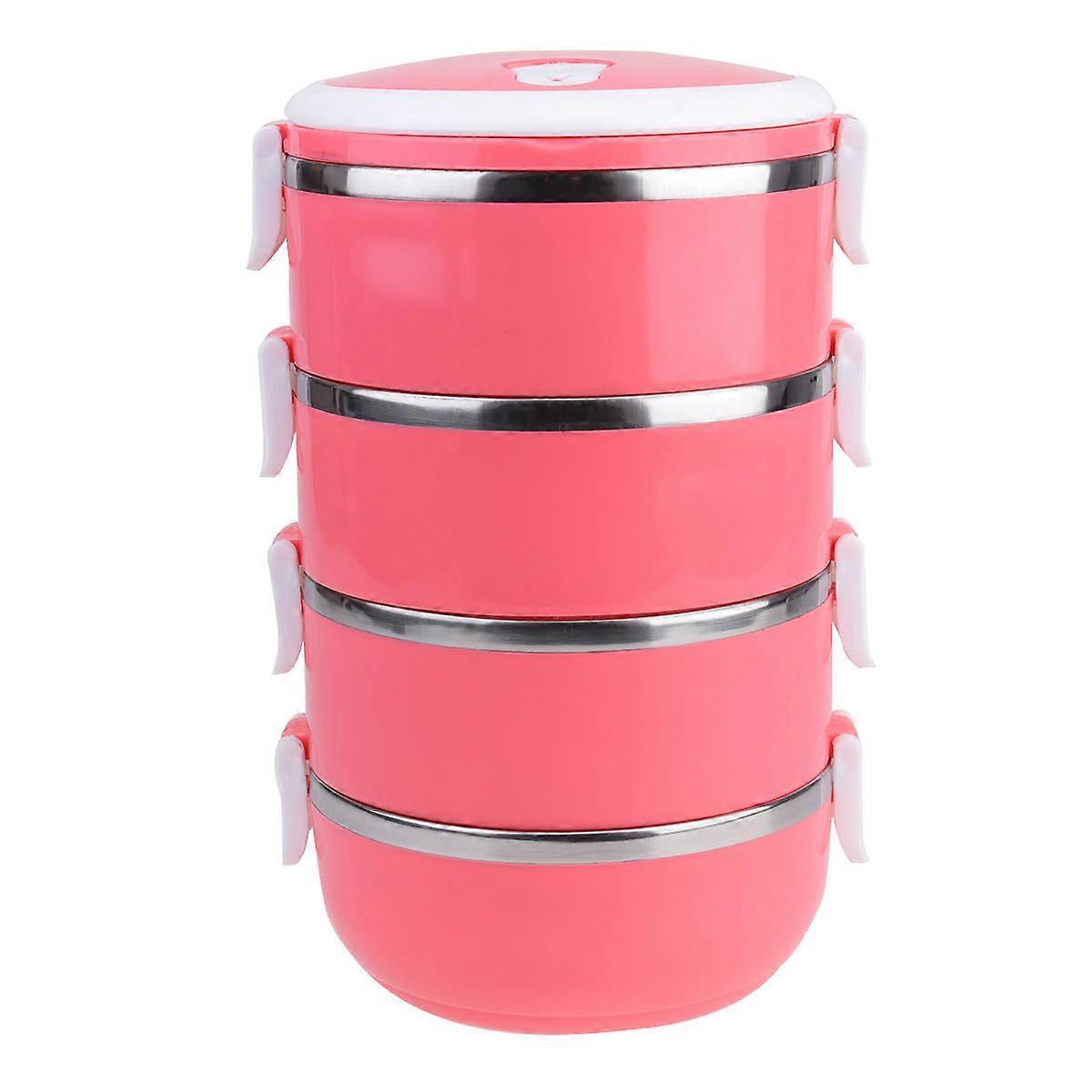Stainless Steel Thermal Lunch Box for Insulation Use with Arched Handle and Multi Tier Design Rosy 1 4layer Style