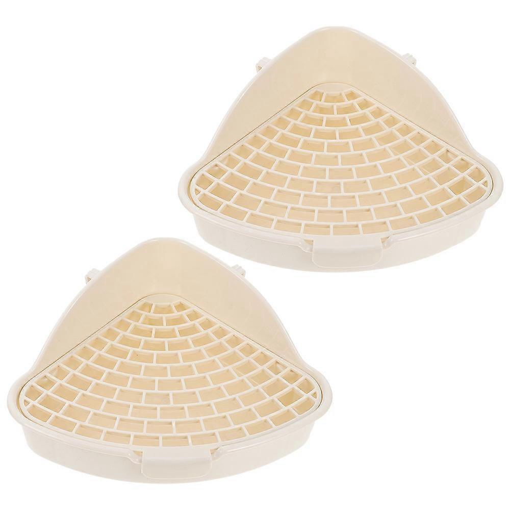 Bunny Training Toilet 2Pcs Plastic Pet Toilet Suitable For Indoor Use With Triangular Shape And Stylish White Color
