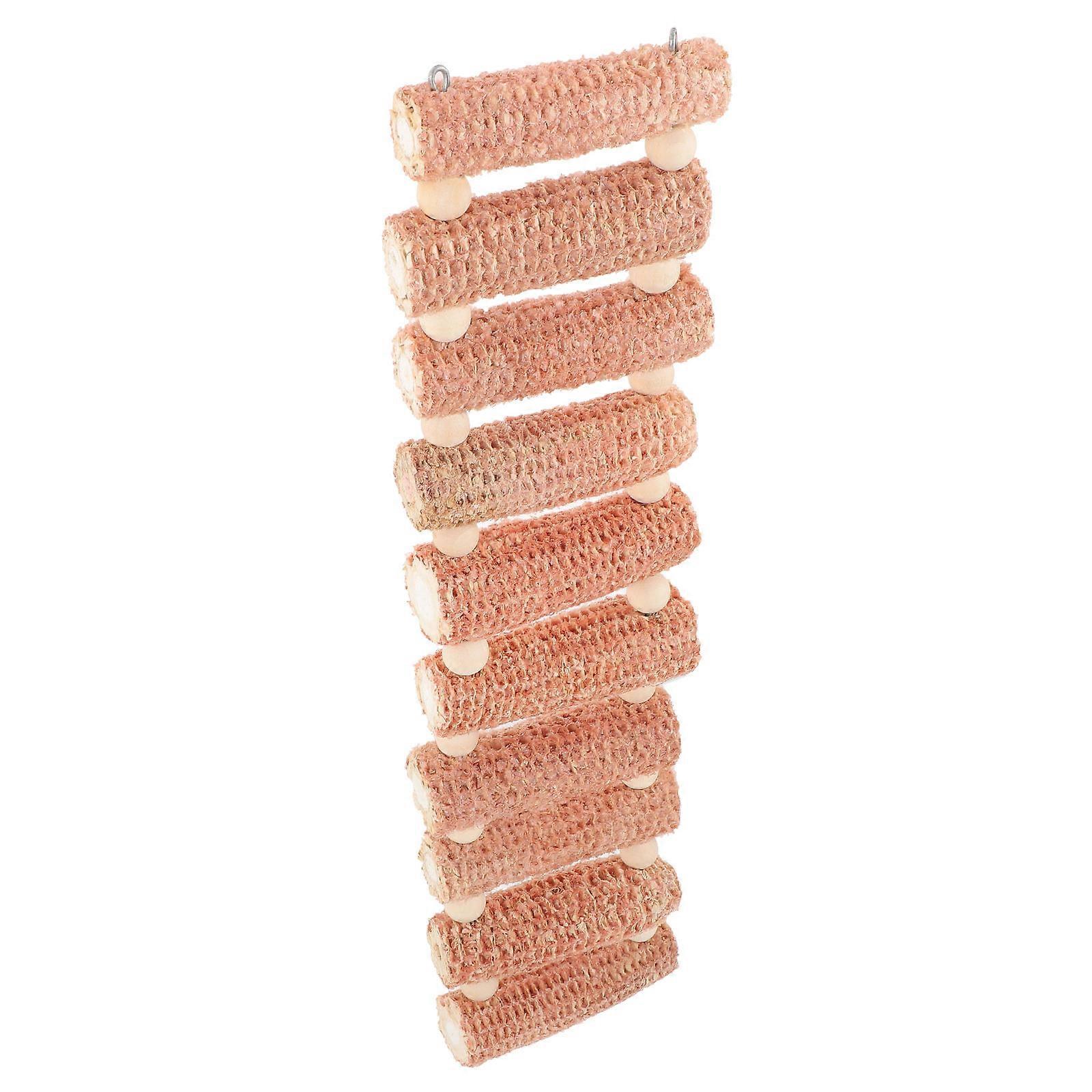 Pet Climbing Ladder Toy Made of Corncob and Wood Beads for Small Animals to Play Chocolate Color