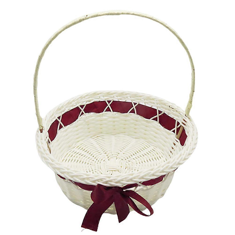 Bridal Flower Basket for Weddings Multi Color Hand-Woven Round with Handle 1Set
