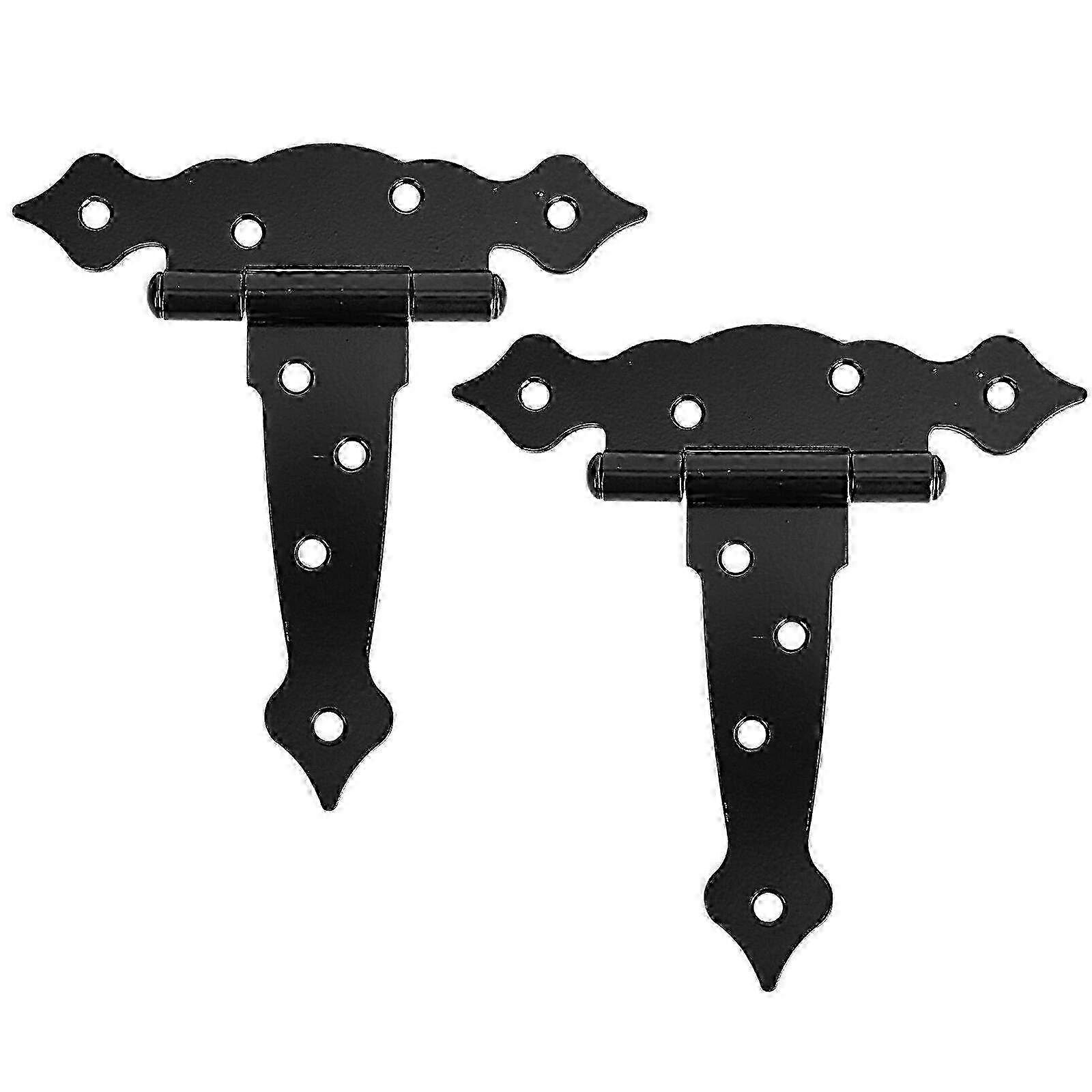 2 ensembles de charnières de porte en forme de T en fer décoratif robustes - Quincaillerie rustique pour portes et portails