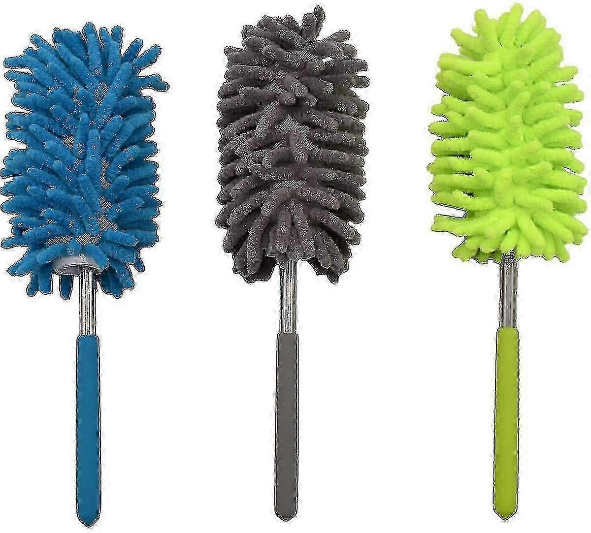AURA 3 Stück einziehbarer Staubsammler zusammenklappbare waschbare Chenille-Bürste Mikrofib)