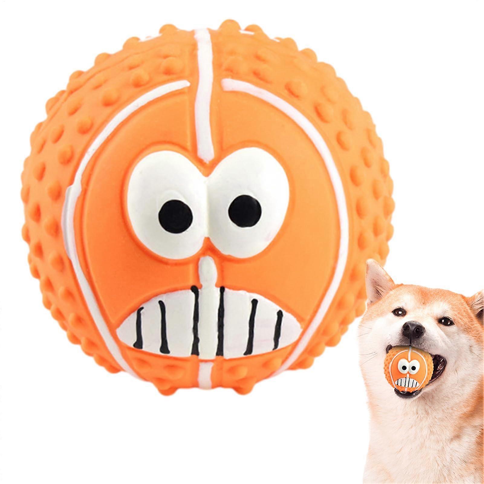 Purry Fun Squeakers Chew Balls For Puppies And Cats, Hard Orange Squeaky Ball, Interactive Toy For Small Pets