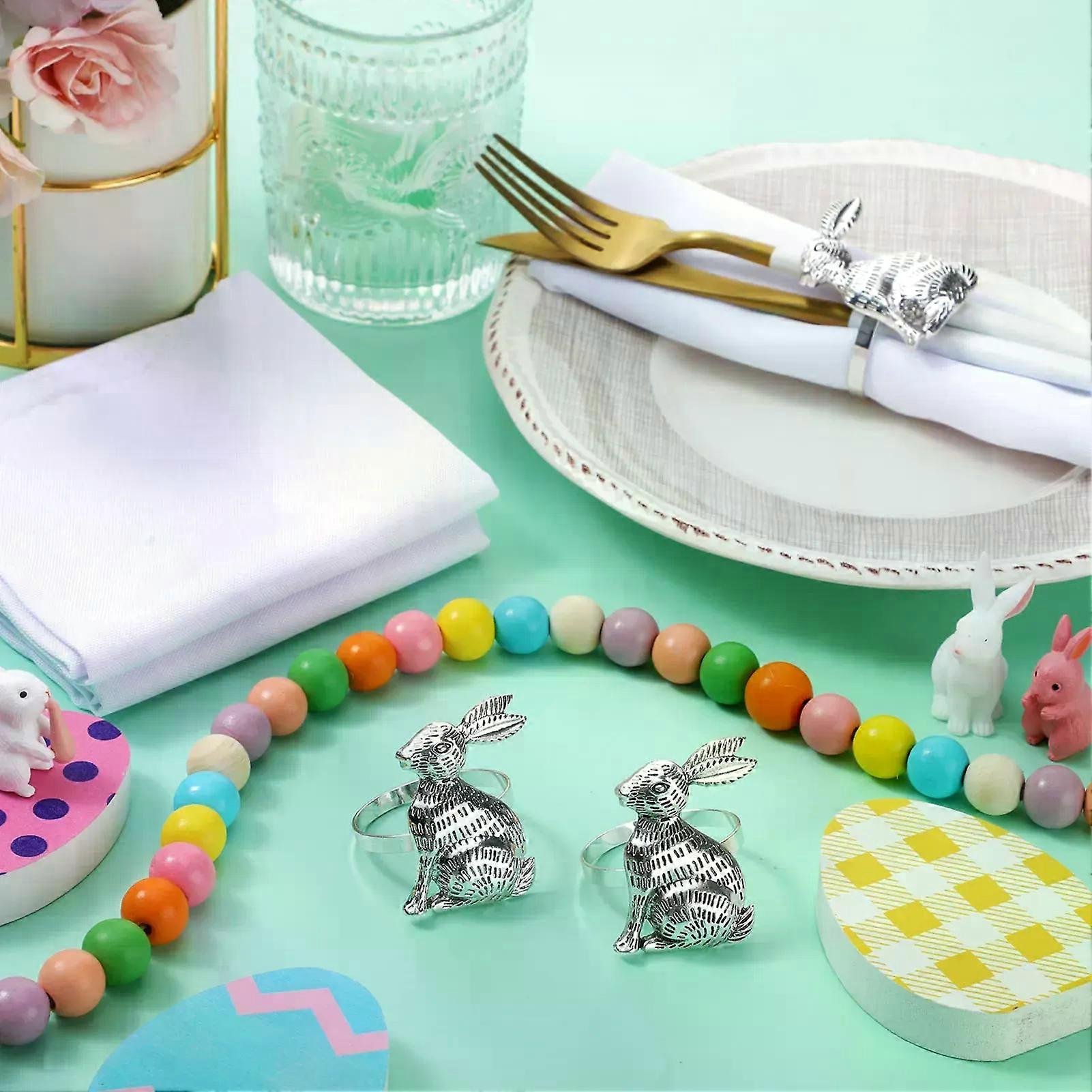 Portatovaglioli di Pasqua Portatovaglioli Portatovaglioli Coniglietto di Pasqua Portatovaglioli Cena in metallo Tovaglioli di Pasqua Festa Cena Anello Holida