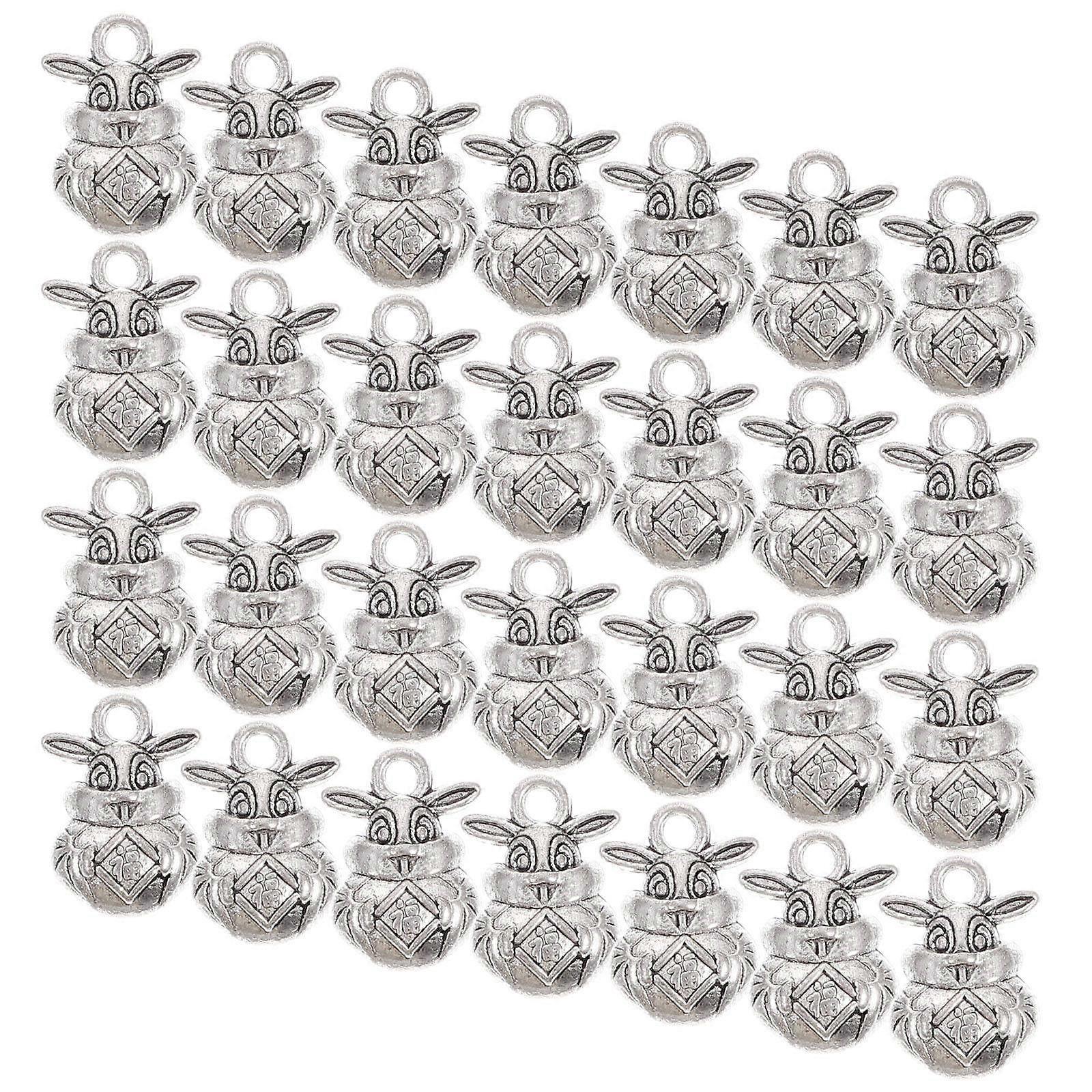 Rabbit Shaped Alloy Keychain Charm for Gift Giving Silver Material 100Pcs