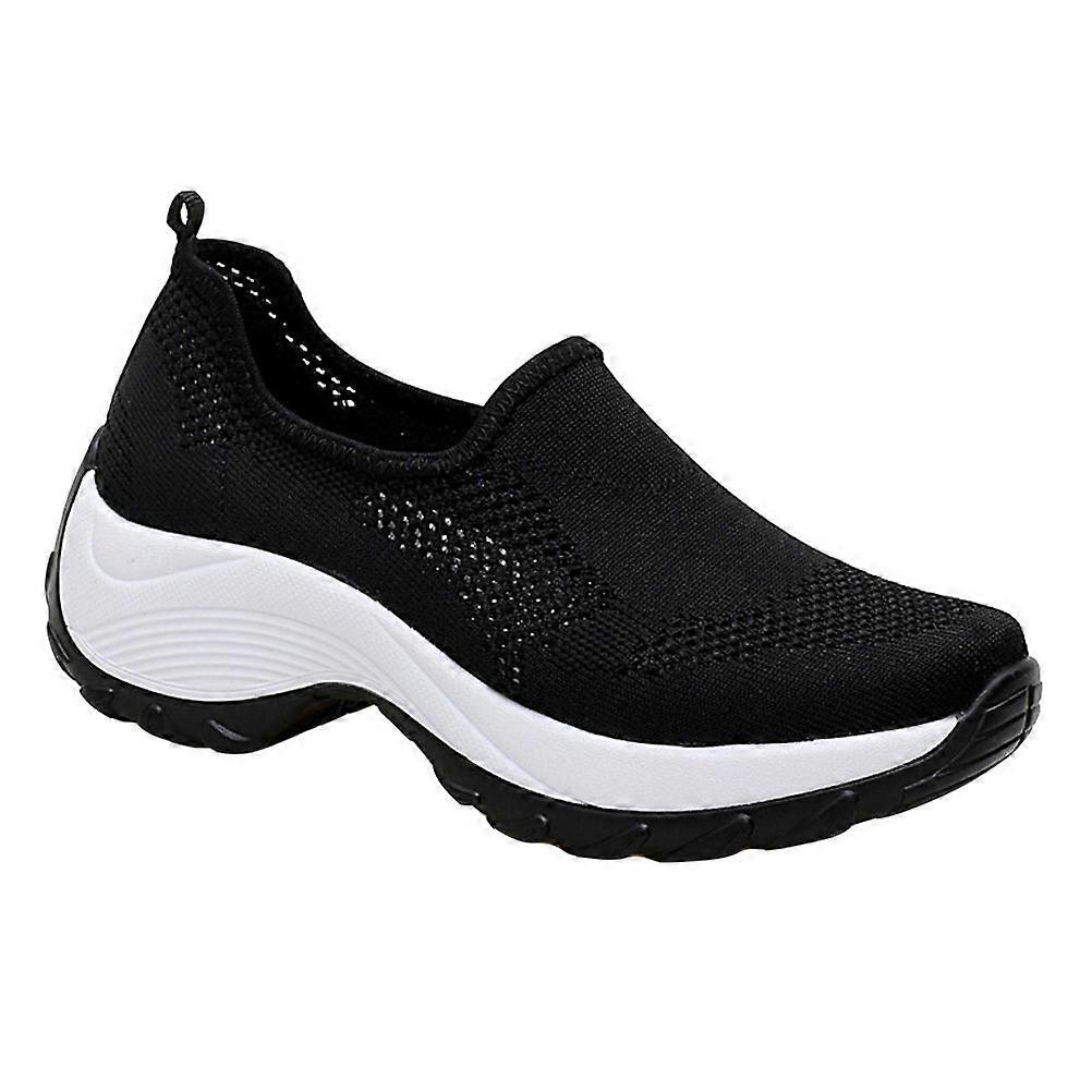Mesh Running Shoes Black Color for Women 1 Pair Designed for Daily Exercise Non-slip Function