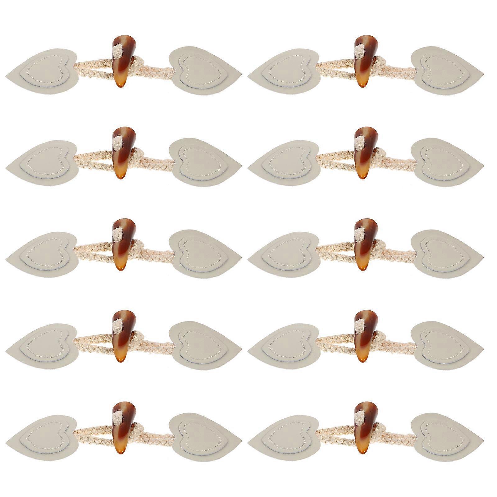 Coat Buckle Fastening 10 Pair Pack of Khaki Belt Buckles Everyday Use Heart Shaped Sewing Function