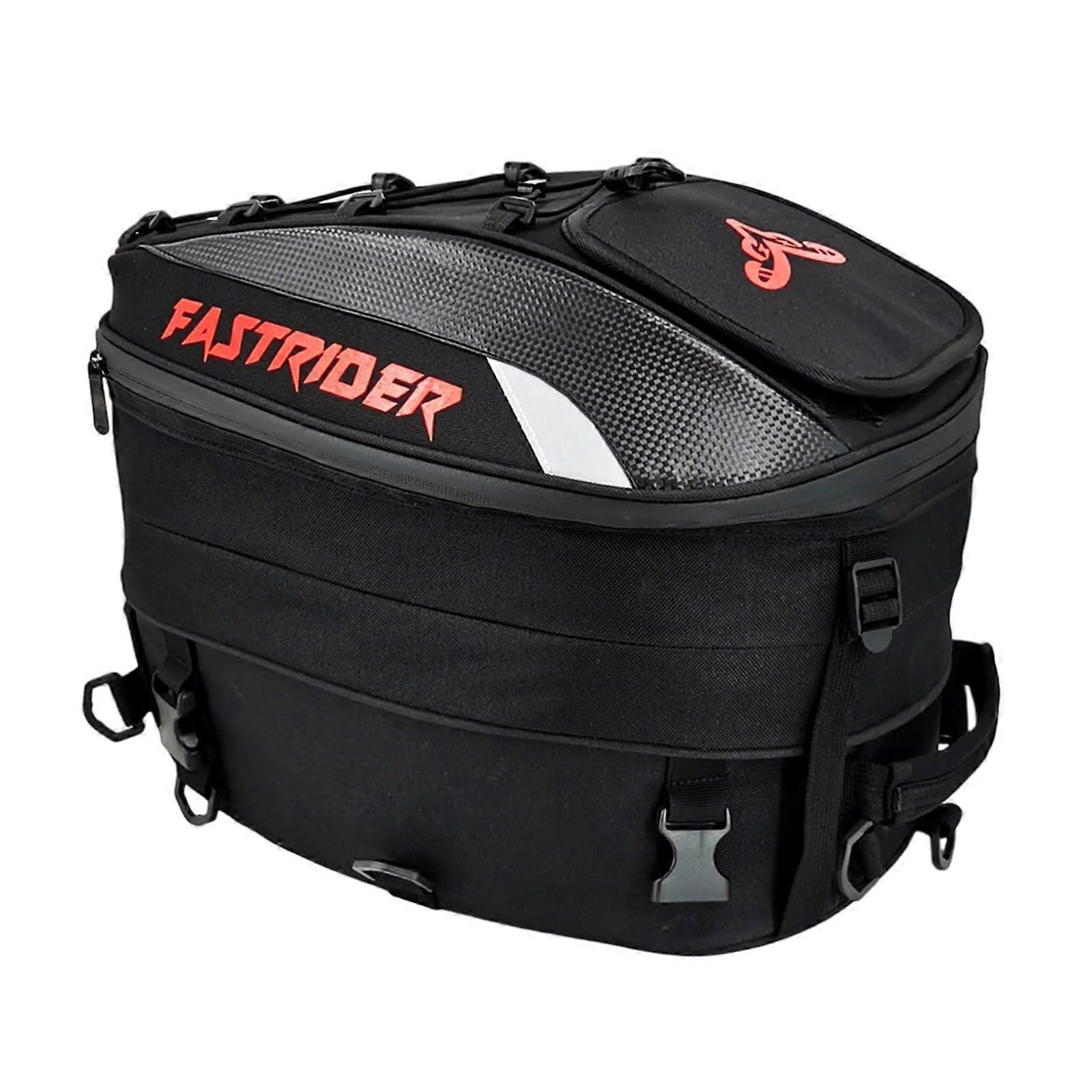 Expandable Motorcycle Seats Bag Secure Helmet Riding Gear Set With Waterproof Materials For Travel Red Mark