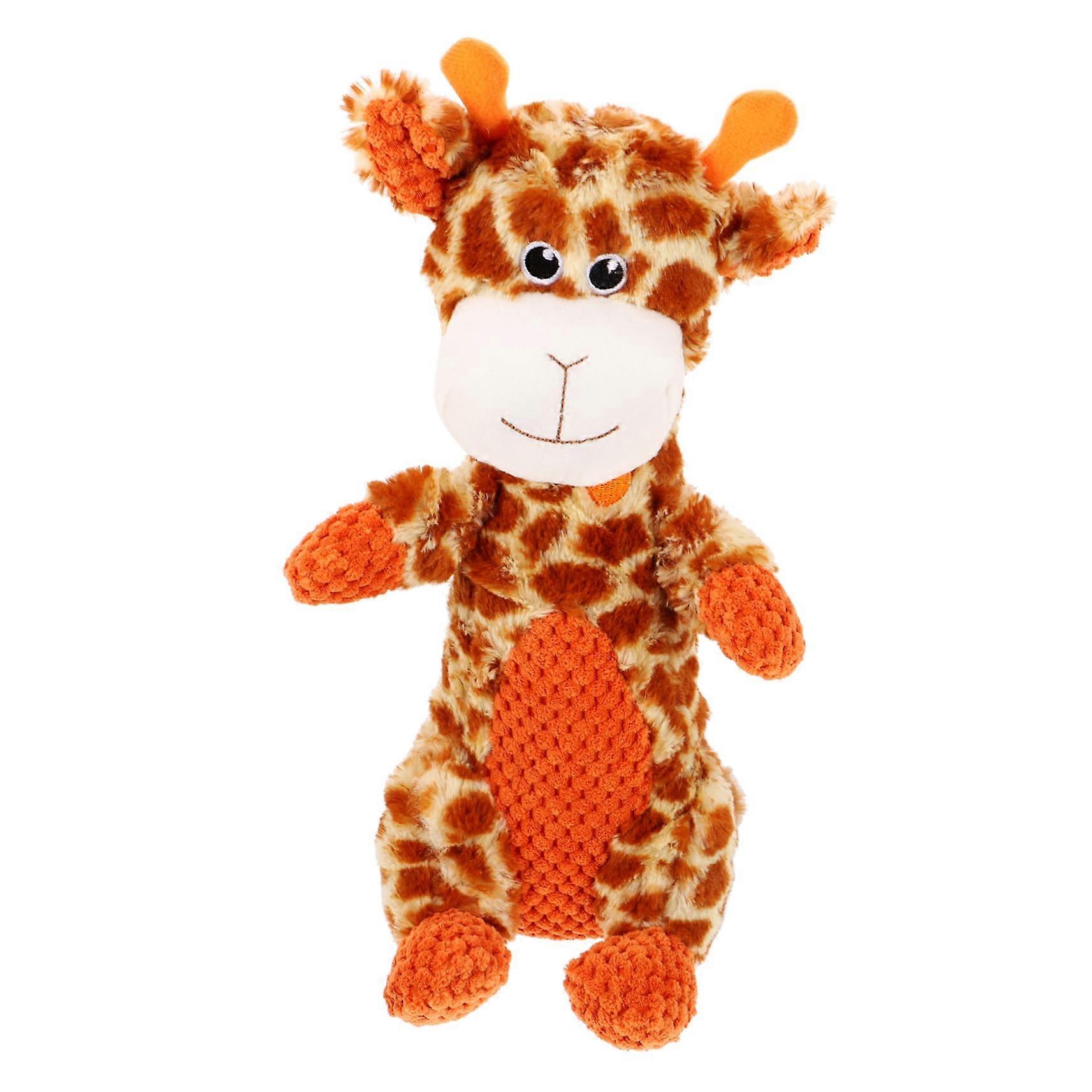 Plush Dog Toy Giraffe Shape Squeaky Interactive Chew Toy for Small and Large Dogs Soft Teething Fun for Puppies