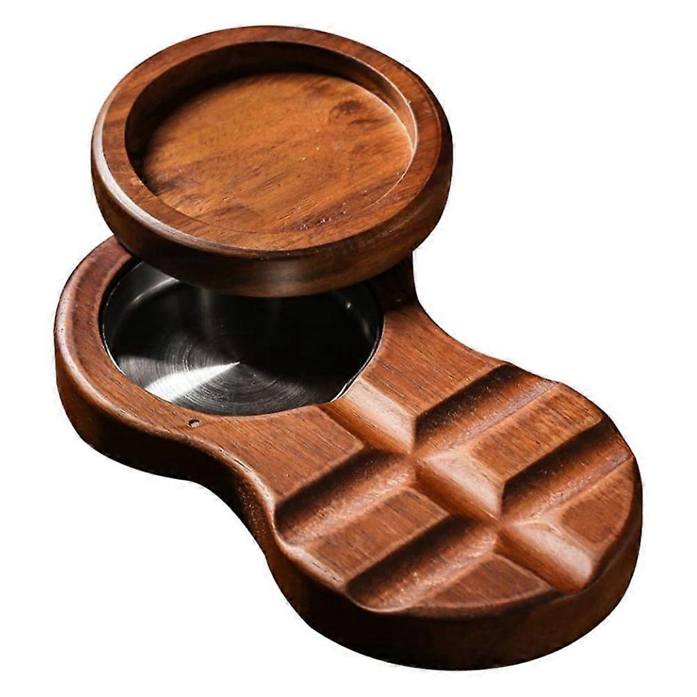Wood Ashtray and Whiskey Tray with Removable Stainless Steel Inner Liner Ashtrays for Home Office Desktop