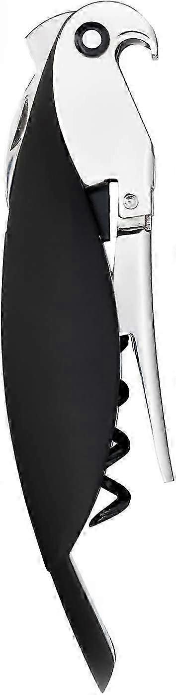Designer wine bottle opener, die-cast aluminum and PC, black