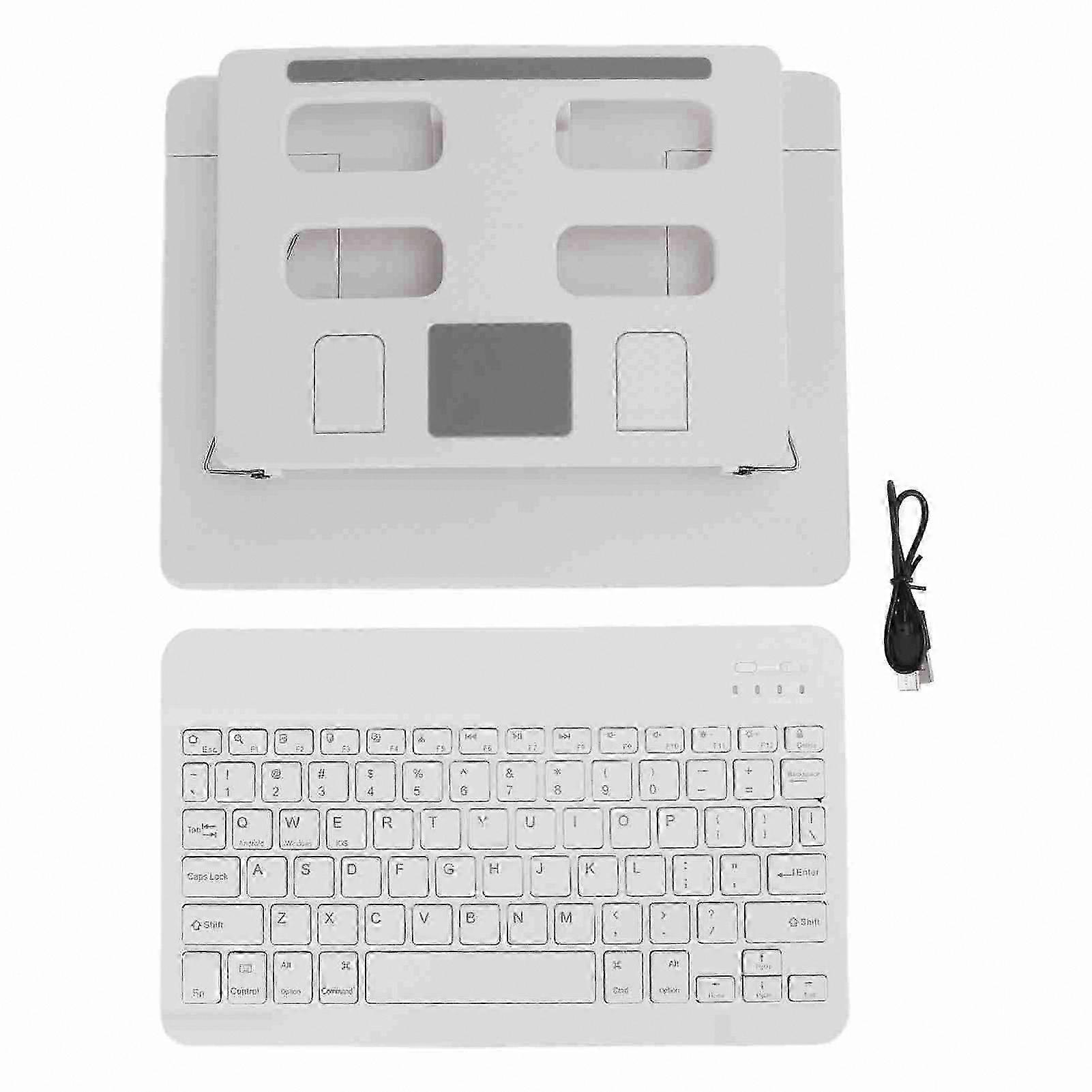 Multifunctional Adjustable Tablet Stand with BT Keyboard for Tablets & Books - White