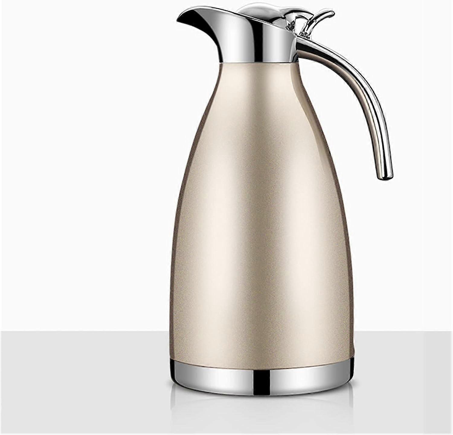 Insulated Coffee Jug Stainless Steel Vacuum-Insulated Pot 2L Large-Capacity Tea Kettle Gold