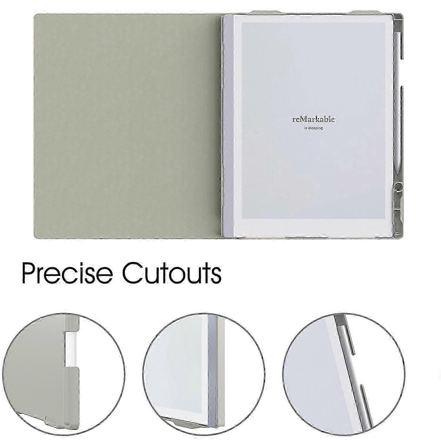 For ReMarkable 2 Case Book Folio Style PC+PU Leather E-Reader Cover with Pen Holder