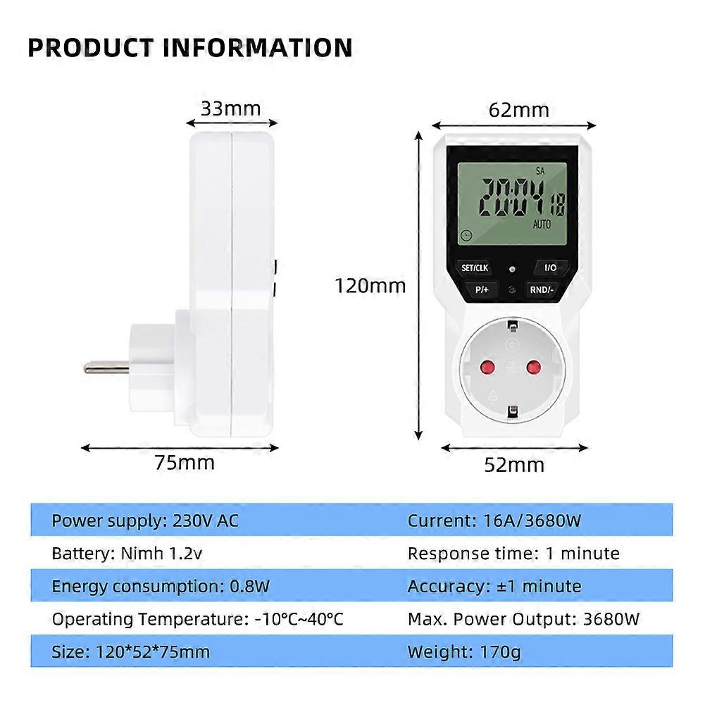 Intelligent Timing Socket Electrical Appliances Precise Control Device Remaining Time Display Time Timing Mode Setting Timer Device