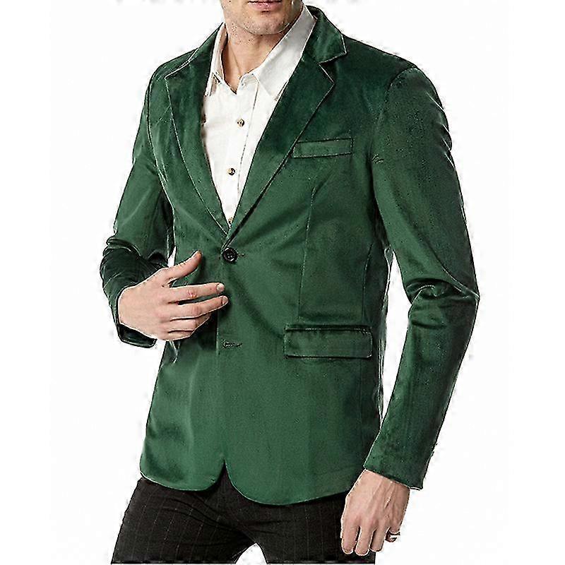 Men's Slim Fit V-neck Velvet Two Button Blazer Jacket