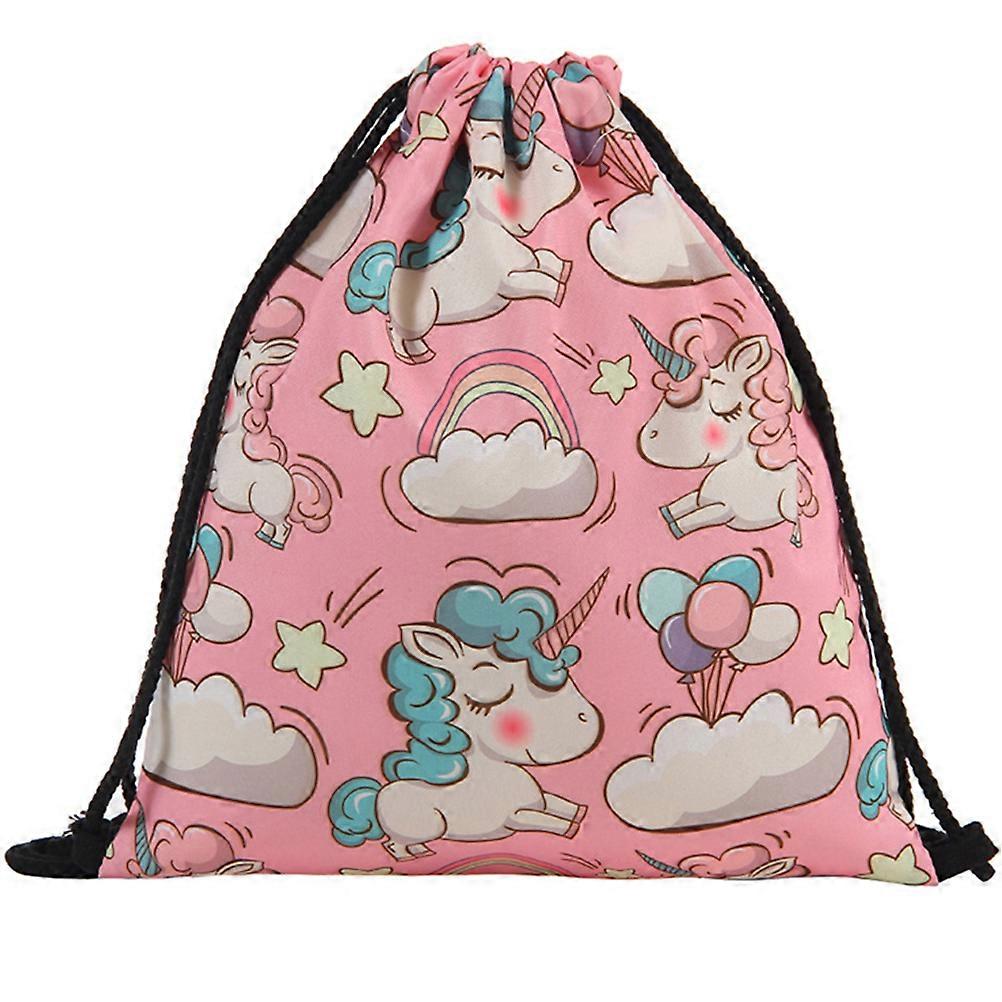 Drawstring Party Bags Unicorn Drawstring Backpack for Students Polyester Multi Color for School 1Pack