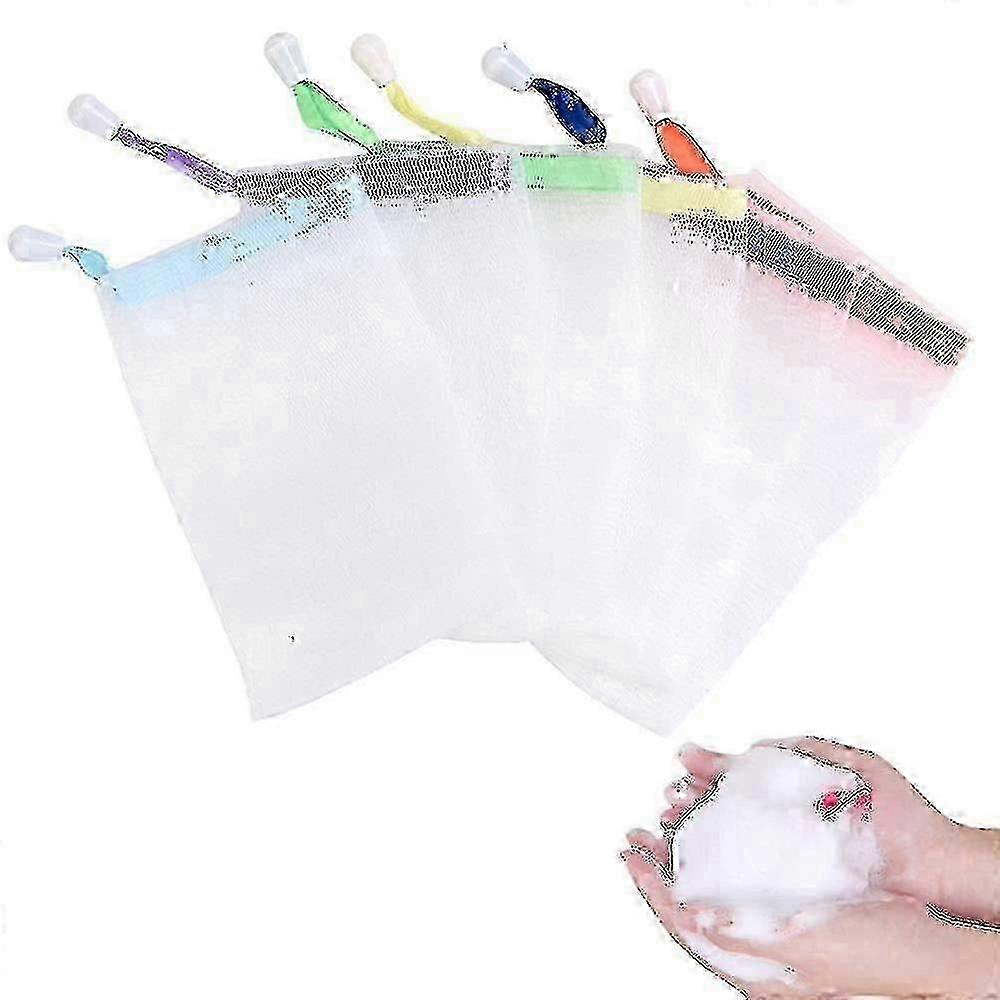 20 Soap Mesh Bagrandom Colour Pieces Soap Saver Bag With Drawstring Bubble Foaming Net Double-layer