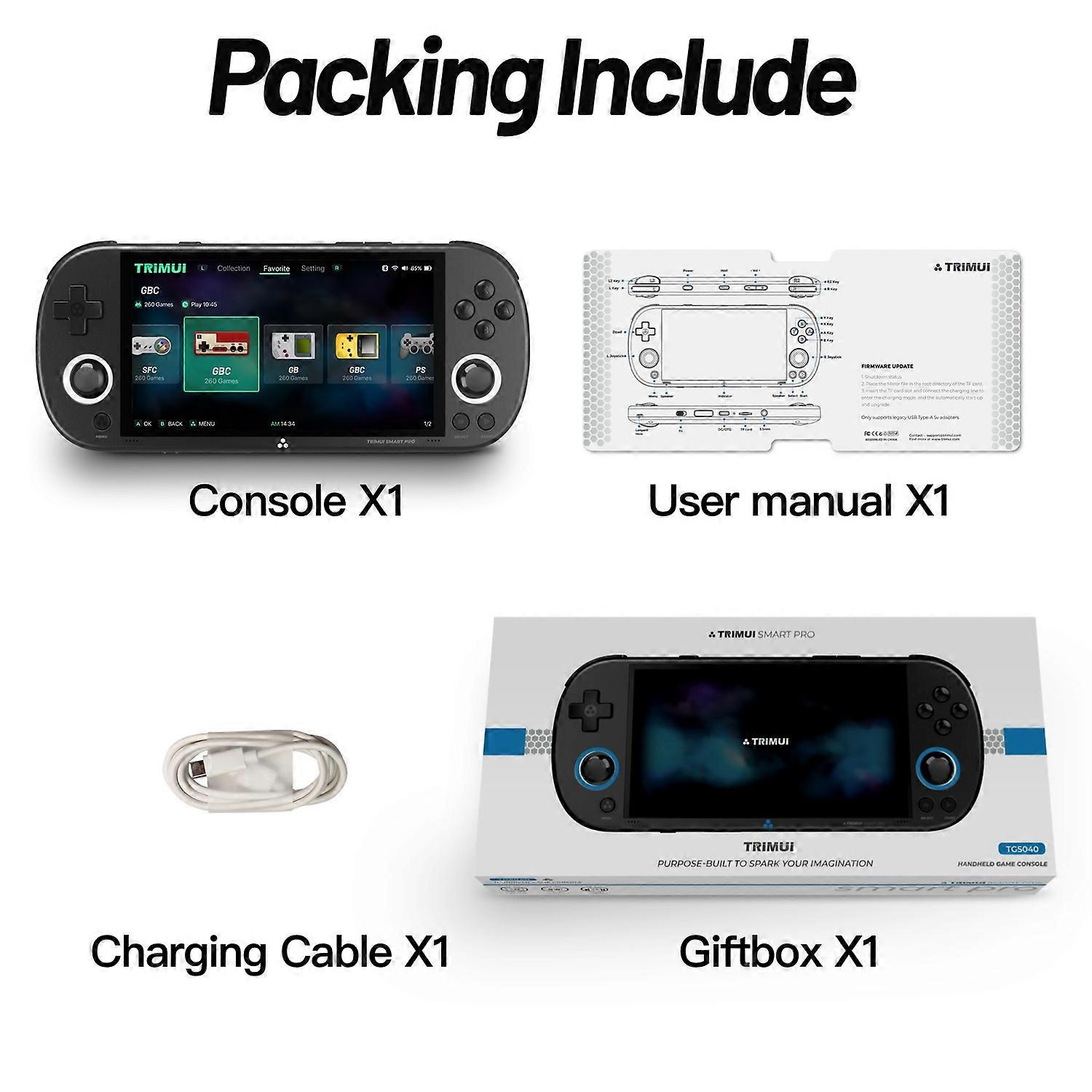 Trimui Smart Pro Handheld Game Console 4.96'' IPS Display Linux System Joystick RGB Lighting Smartpro 