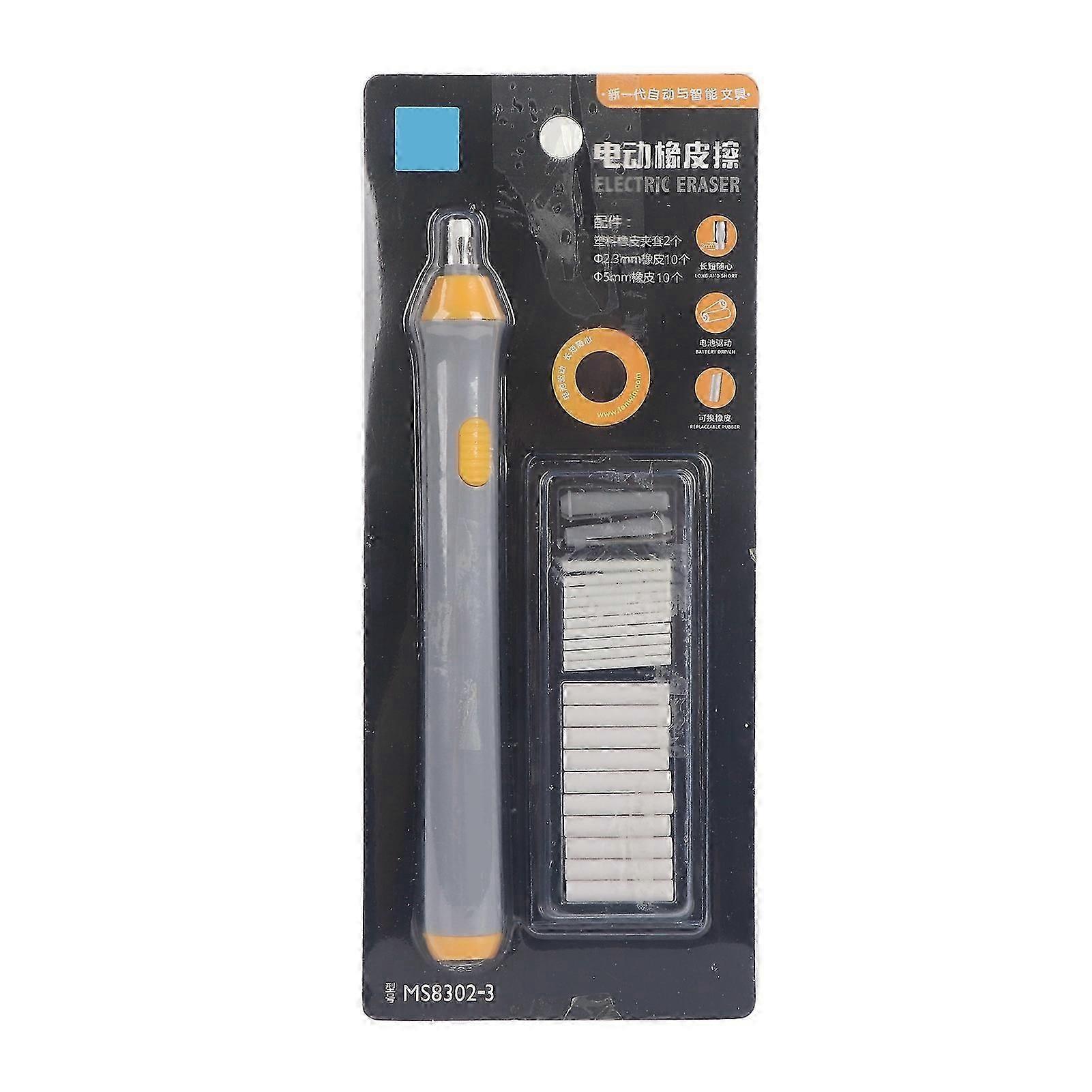 Tenwin Electric Battery-Powered Automatic Pencil Eraser with 22 Refills (Gray)