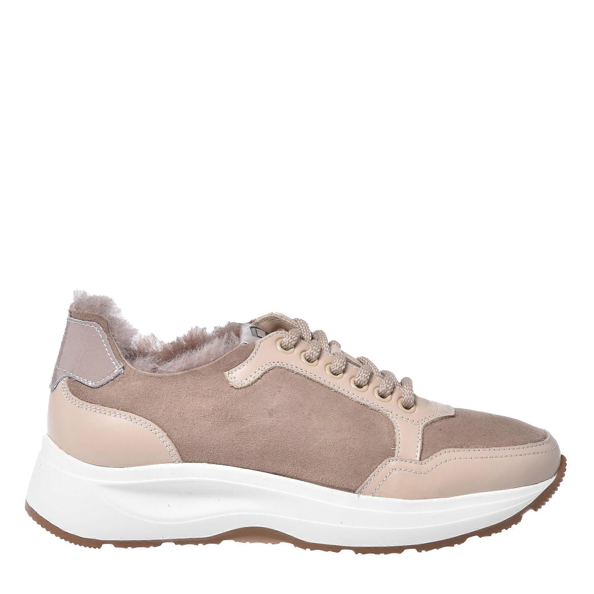 Baldinini - Nude Leather And Sheepskin Trainers