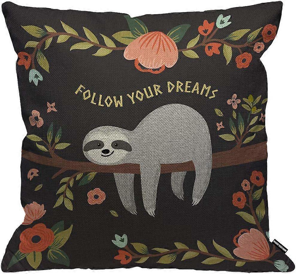Set of 4 decorative cushion covers 45 x 45 cm, autumn-themed polyester linen