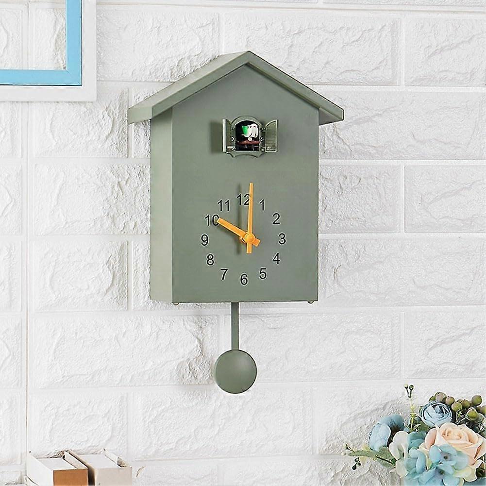 Cuckoo Clock With Chime, Adjustable Volume, BatteryPowered Pendulum Wall Clock, Green Wall Art Home Office Decor